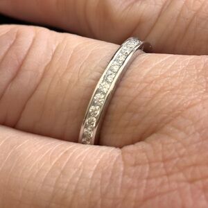 Classic Sterling Silver Moissonite Channel Set Eternity Band